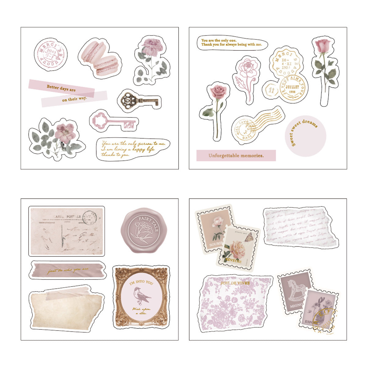 ミニシートシール 4シート アンティークペーパー 350700