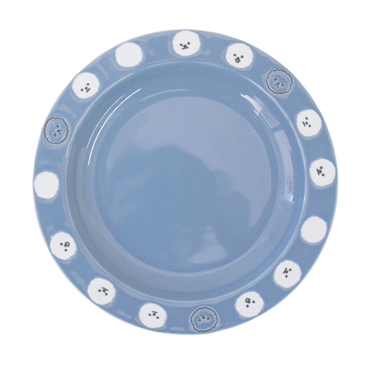 リムプレート 皿 丸皿もこ犬リム プレート ブルー 約16cm×2cm 350996