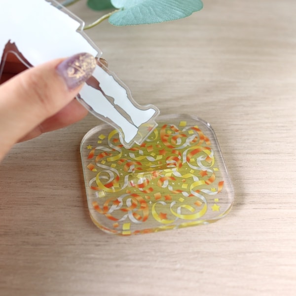 アクリルスタンドデコレーション台座 アクスタ台座 銀テープ柄 推し活 オタ活  351413