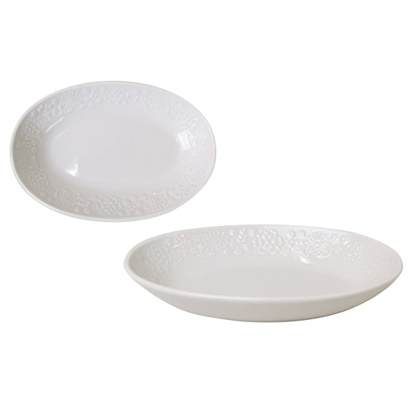 皿 深皿 パスタ皿 楕円形 シンプル かわいい プレート ディッシュ フィオーレ オーバルパスタボウル 22.5×15.5×3.5cm　353445