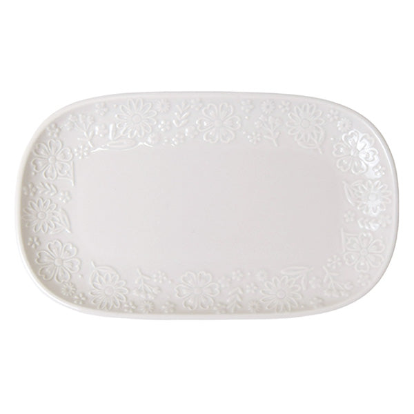 【OUTLET】皿 大皿 盛り付け皿 楕円形 オードブル皿 プレート ディッシュ フィオーレ オーバルプレート 19×11×1.5cm　353446