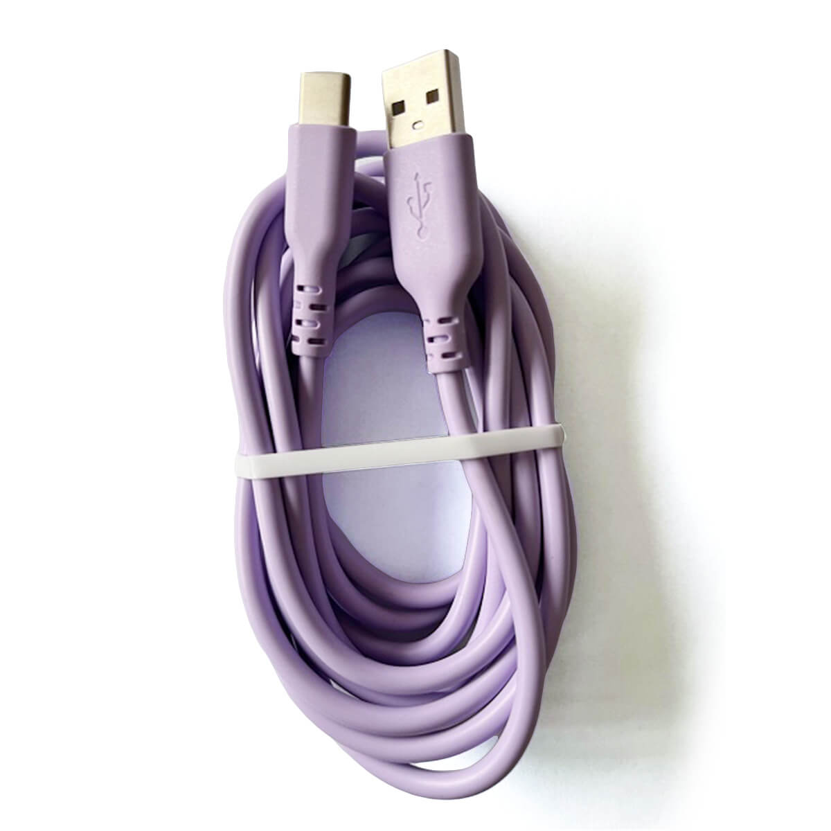 充電ケーブル 充電転送ケーブル TypeC USB-A 充電転送やわらかケーブル 2.0m パープル 充電コード　355203
