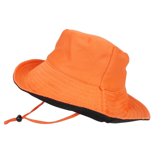 帽子 ハット レディース つば広 深め UVカットつば広帽子 リバーシブル オレンジ×黒　357300