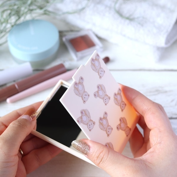 携帯ミラー 手鏡 プリントSミラー アンティークベア　359296