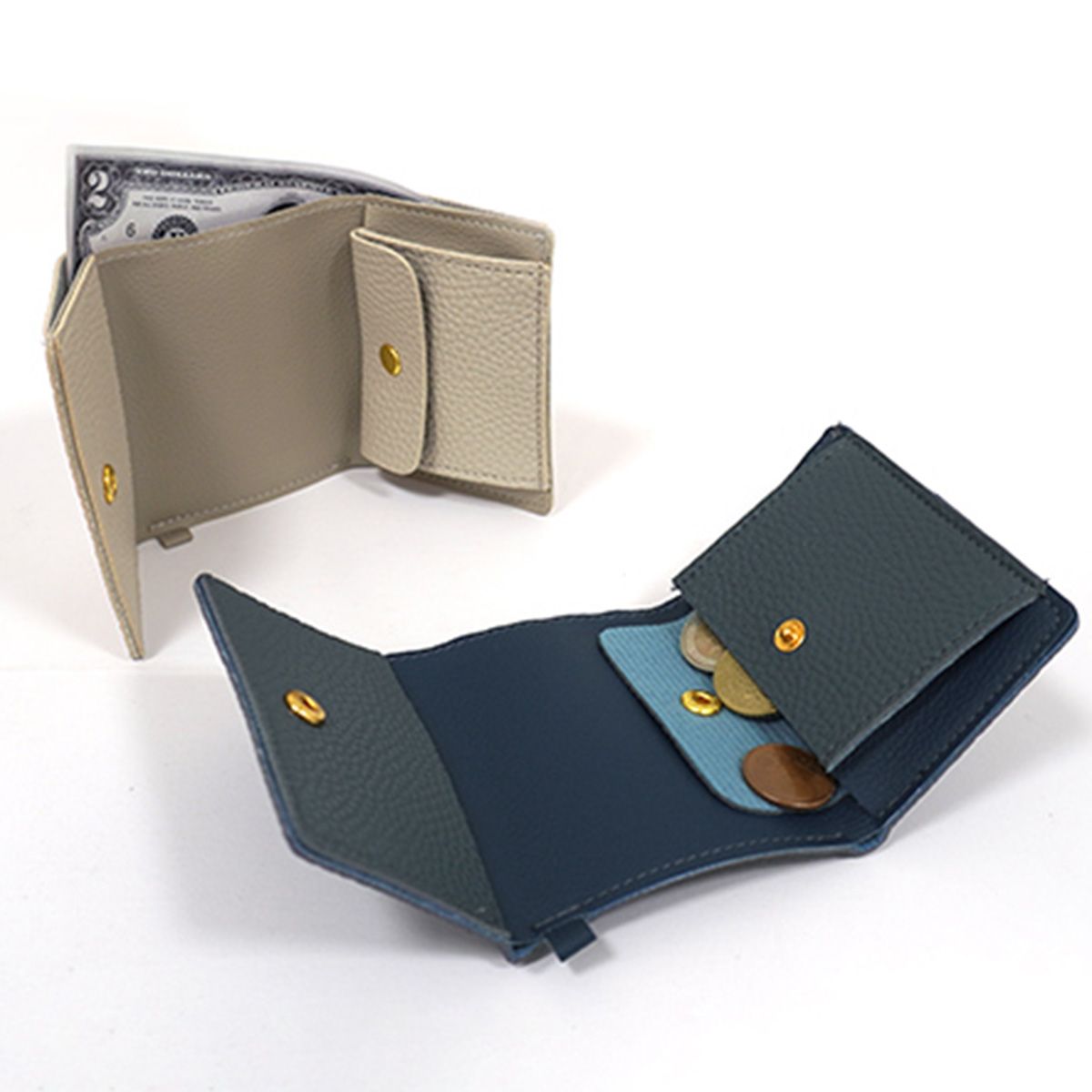 ☆専用☆コンパクトウォレット、ケース カダケス シュリンクレザー角型コインケース ラウンドファスナー