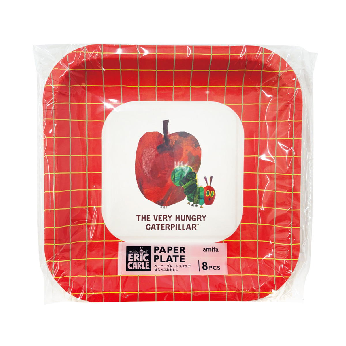 【在庫限り】ペーパープレート 8P スクエア はらぺこあおむし2 365276