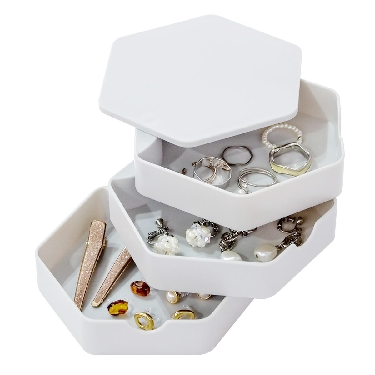 A)コラージュボックス　収納　レース　ハンドメイド お部屋を彩るホワイトストライプ×レース柄♡収納BOX（L・Mサイズ