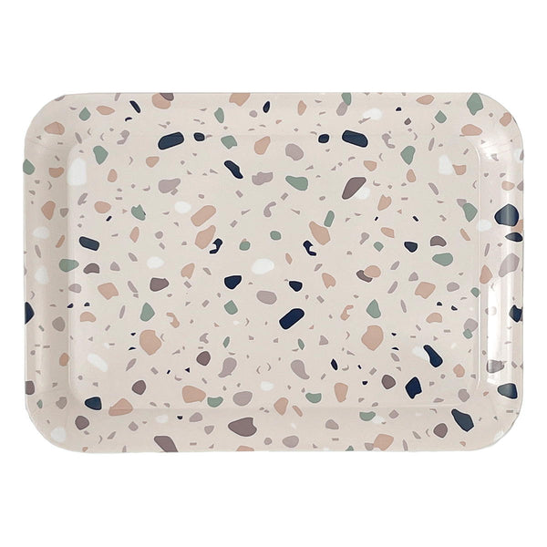 在庫限り】お盆 トレー スクエアPPトレイ テラゾータイル 365972