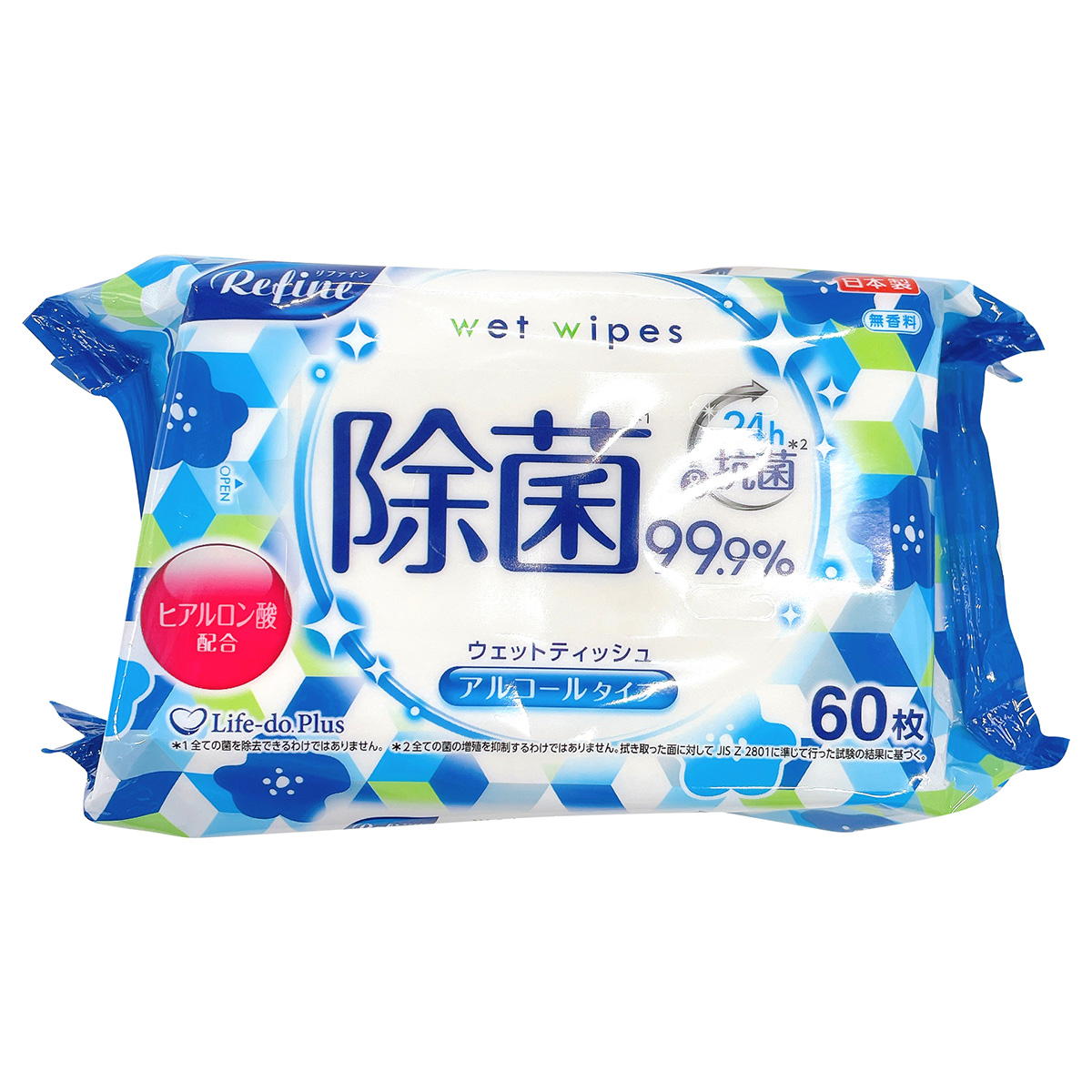 99.9%除菌&24h抗菌アルコールタイプウェットティッシュ60枚 366961