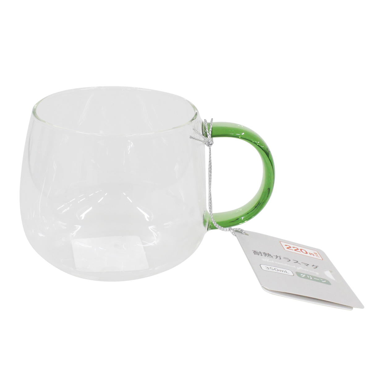 耐熱ガラスマグ 350mL グリーン 367495