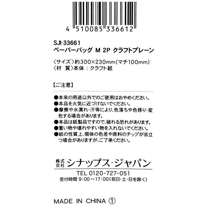 ペーパーバッグ M 2P クラフトプレーン 367882