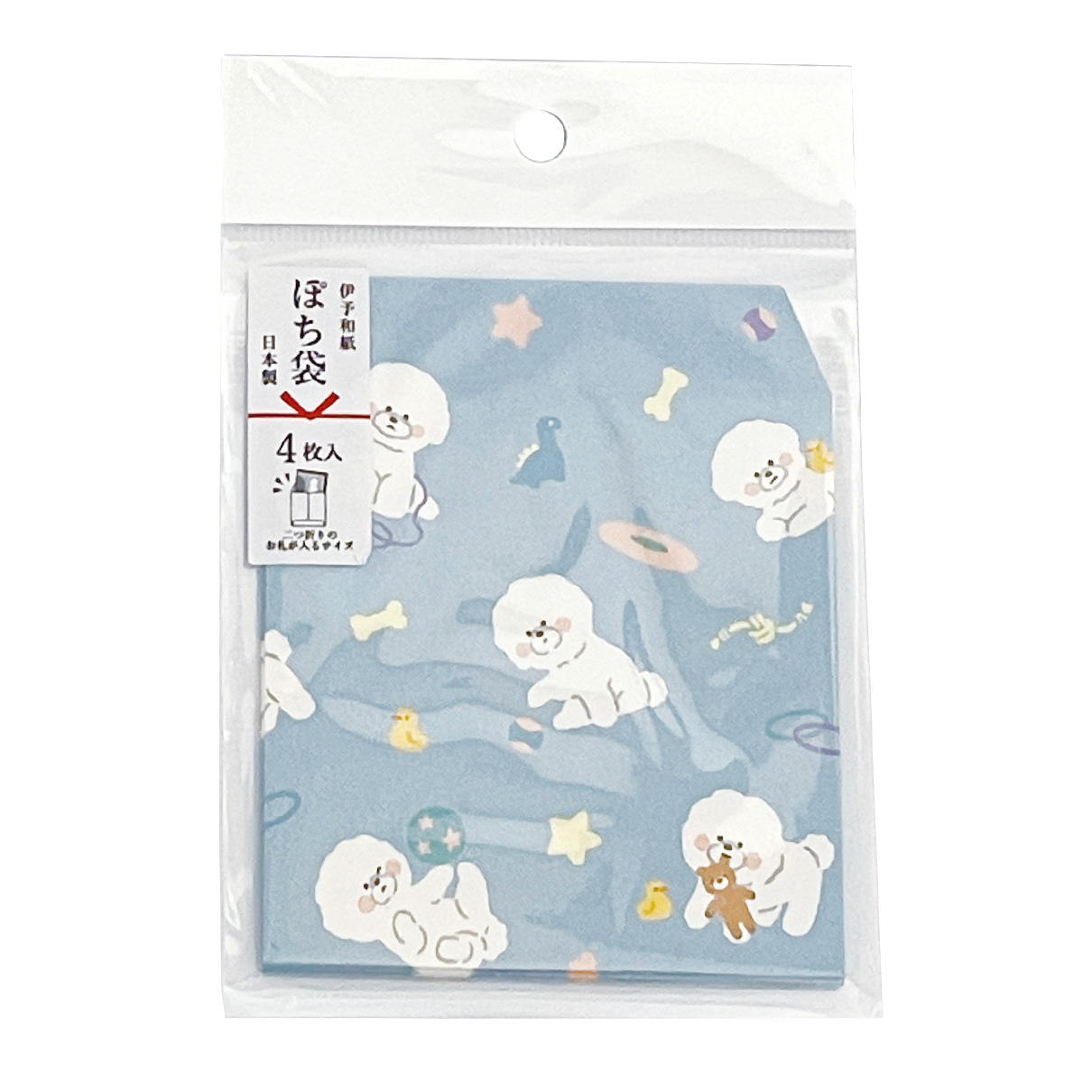 2つ折りポチ袋4枚入 動物総柄 369323