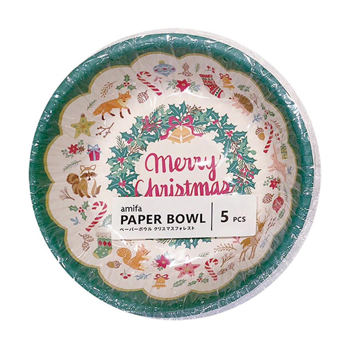 在庫限り】ペーパーボウル 5P クリスマスフォレスト 369679