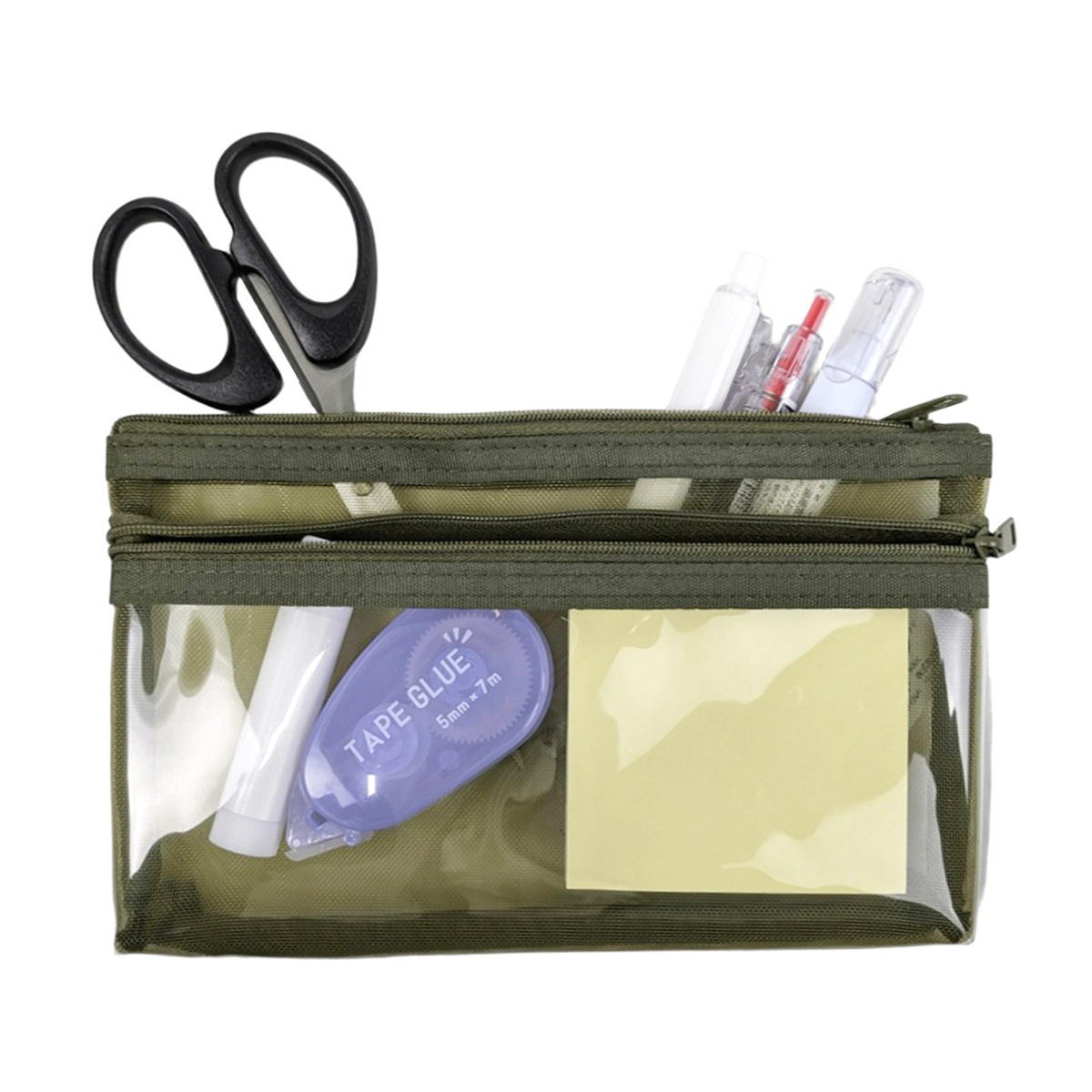 ダブルファスナーペンポーチ カーキ 370082