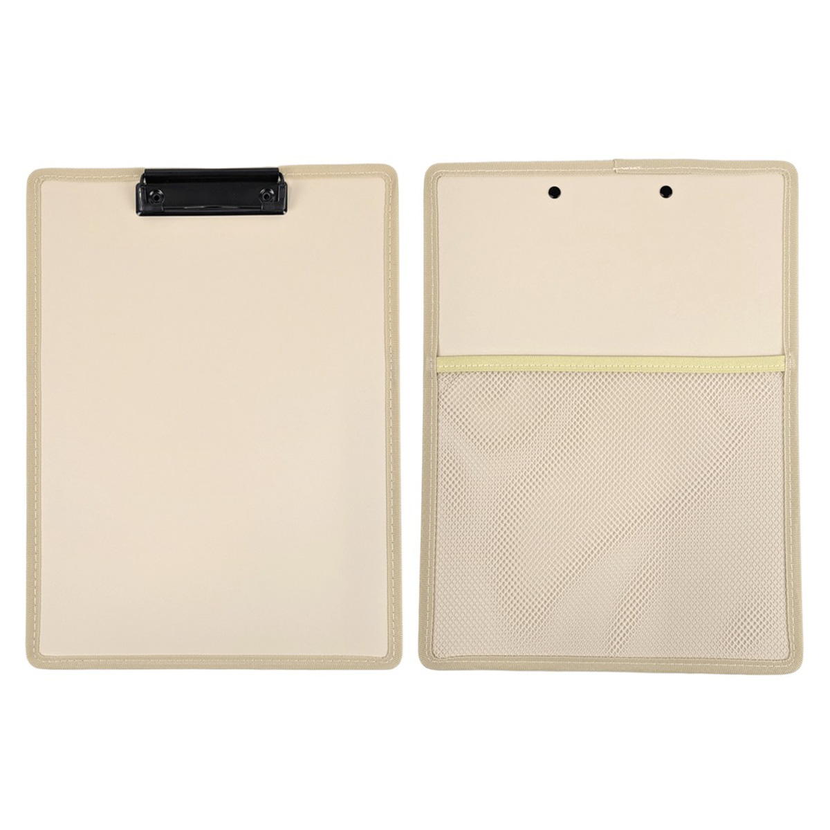 メッシュポケット付クリップボード ベージュ 370083