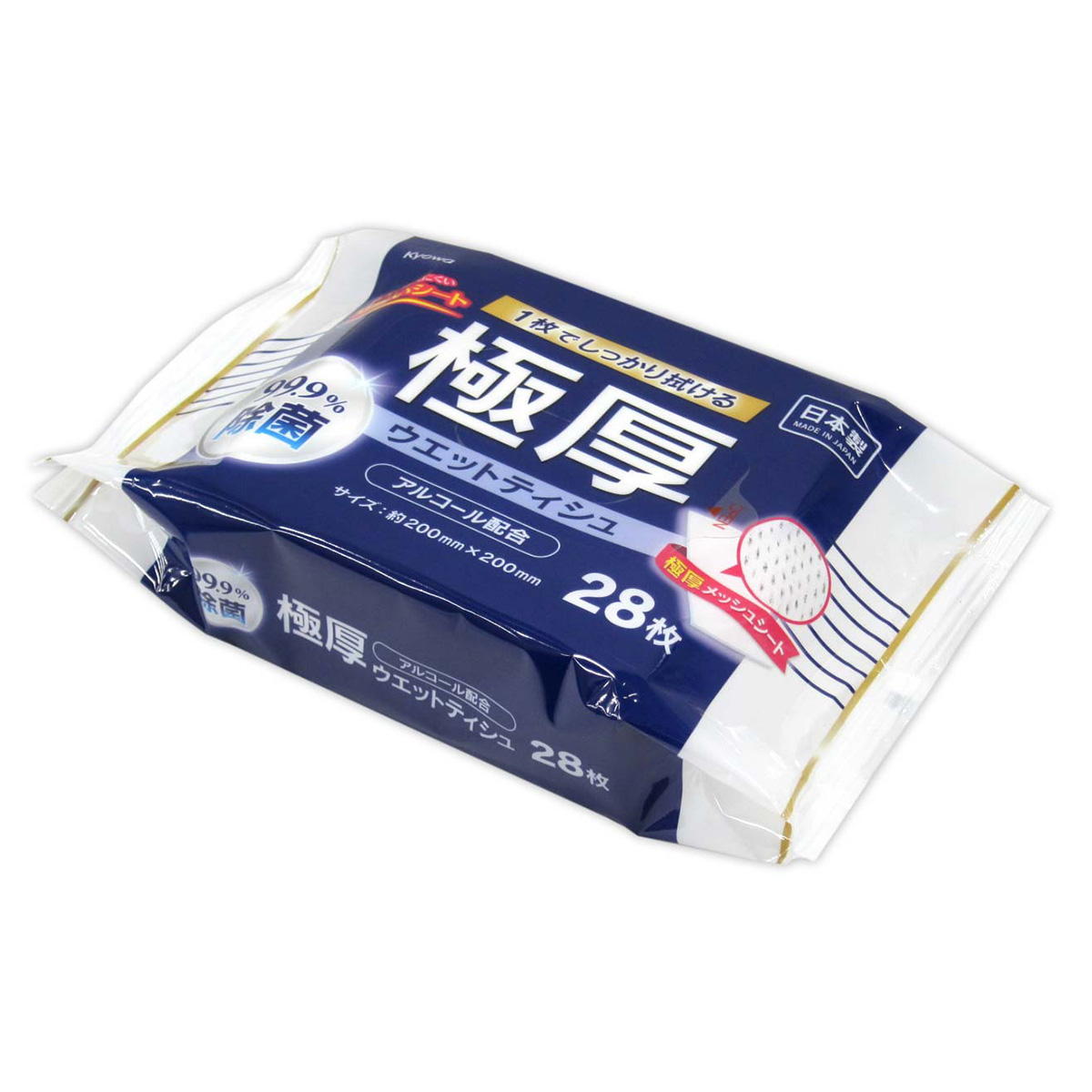 極厚99.9%除菌ウエットティシュ アルコール配合 28枚 370532