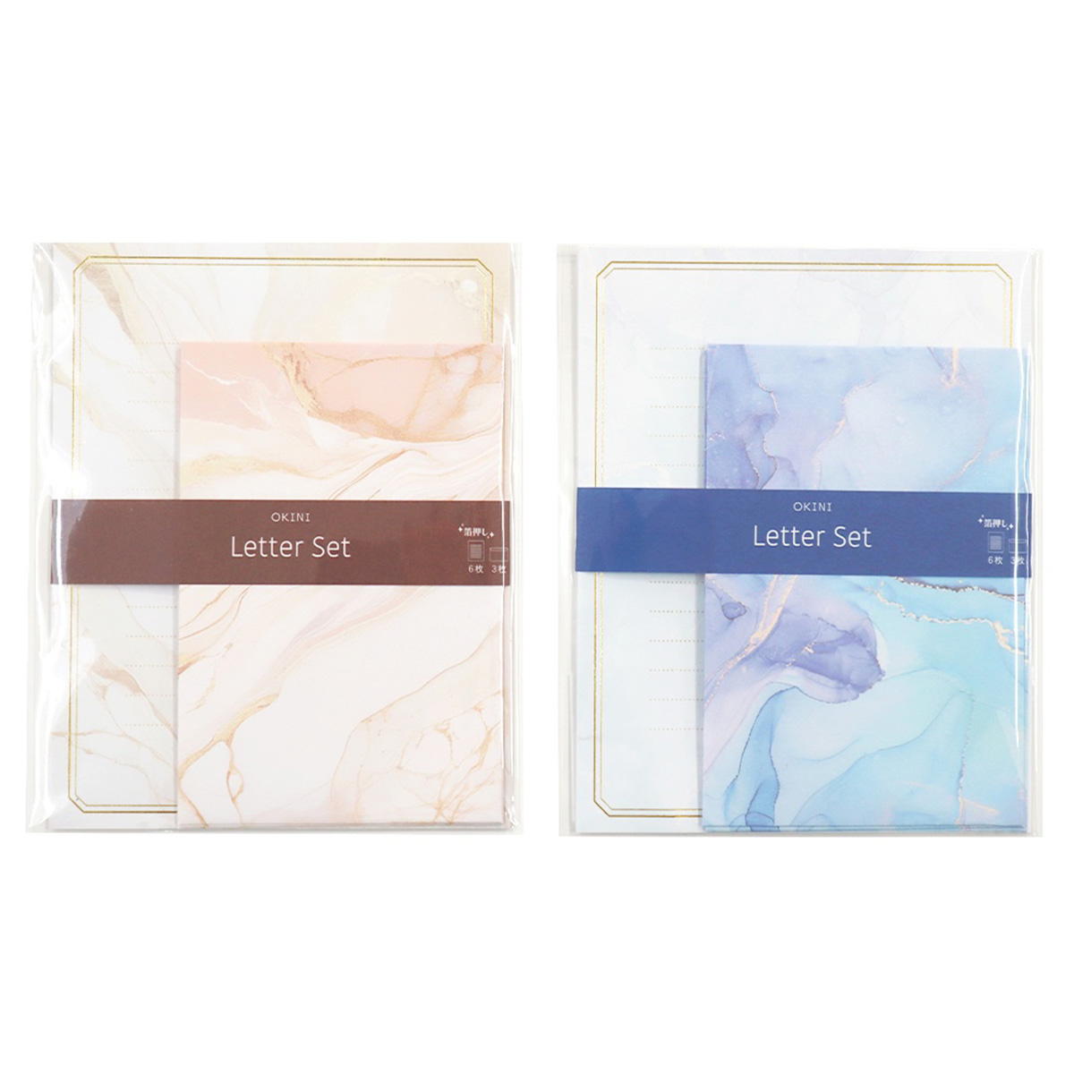 ダイレクトマーケティング　ニュースレターセット レターセット 箔押し 3セット マーブル 370634
