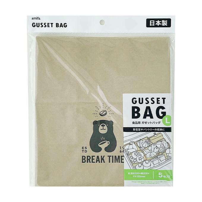 食品用 ガゼットバッグ L 5P ワンポイントアニマル 370995