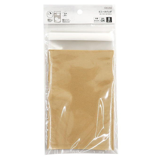 ビニールバッグ 糊付 8P 背面クラフト 15×10cm 371639