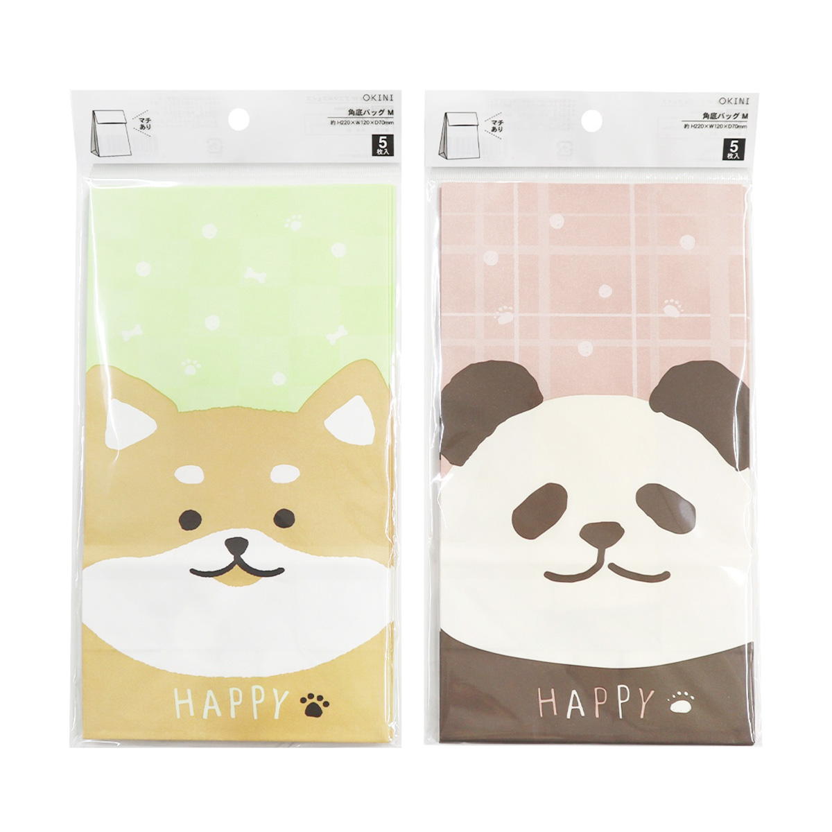 角底バッグ M 5P アニマルフェイス 371643