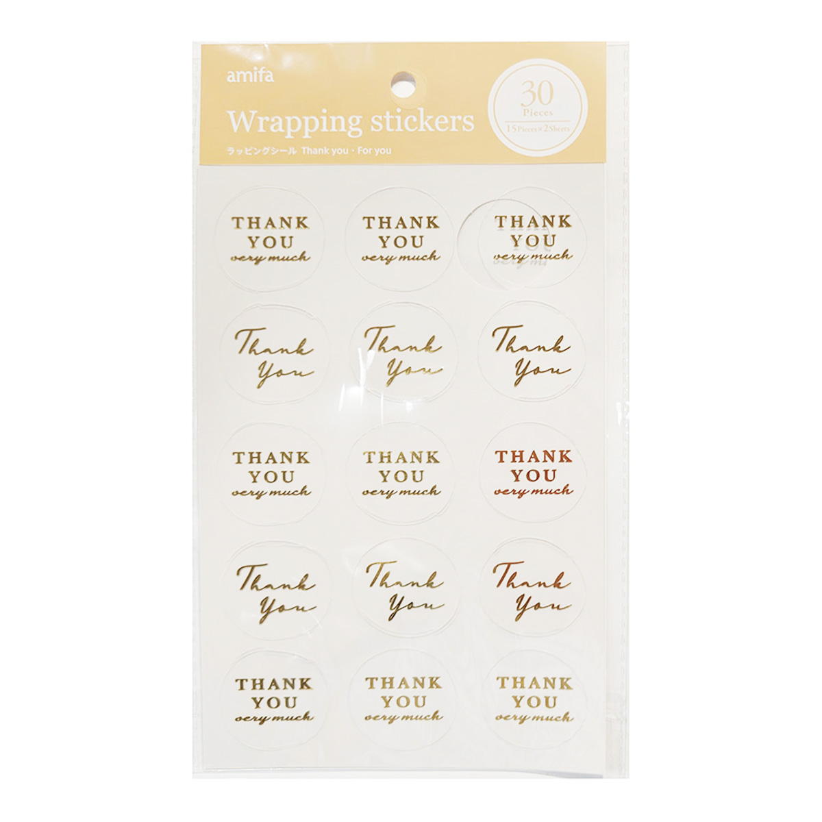ラッピングシール 30片 Thank you･For you 371676