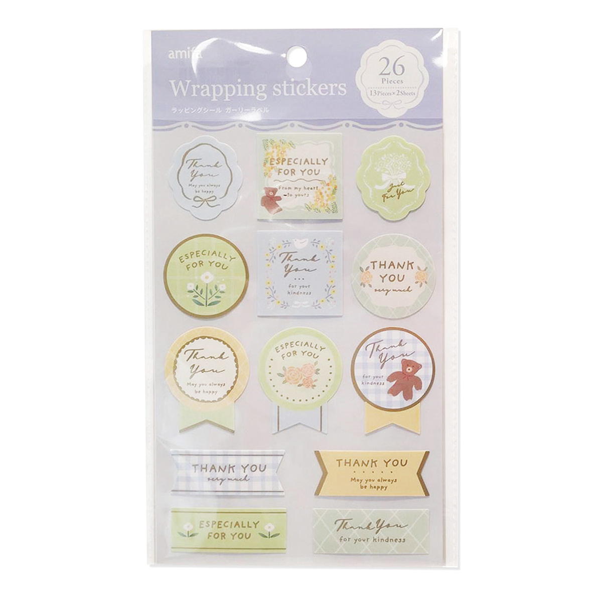 ラッピングシール 26片 ガーリーラベル 371677