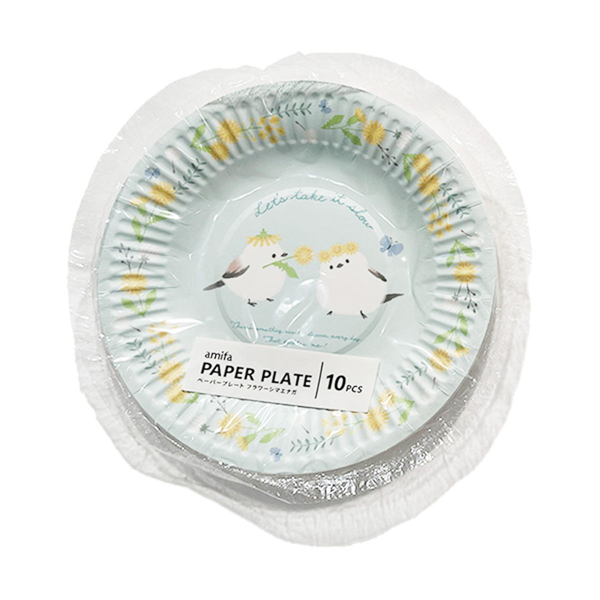 ペーパープレート 10P フラワーシマエナガ 372083