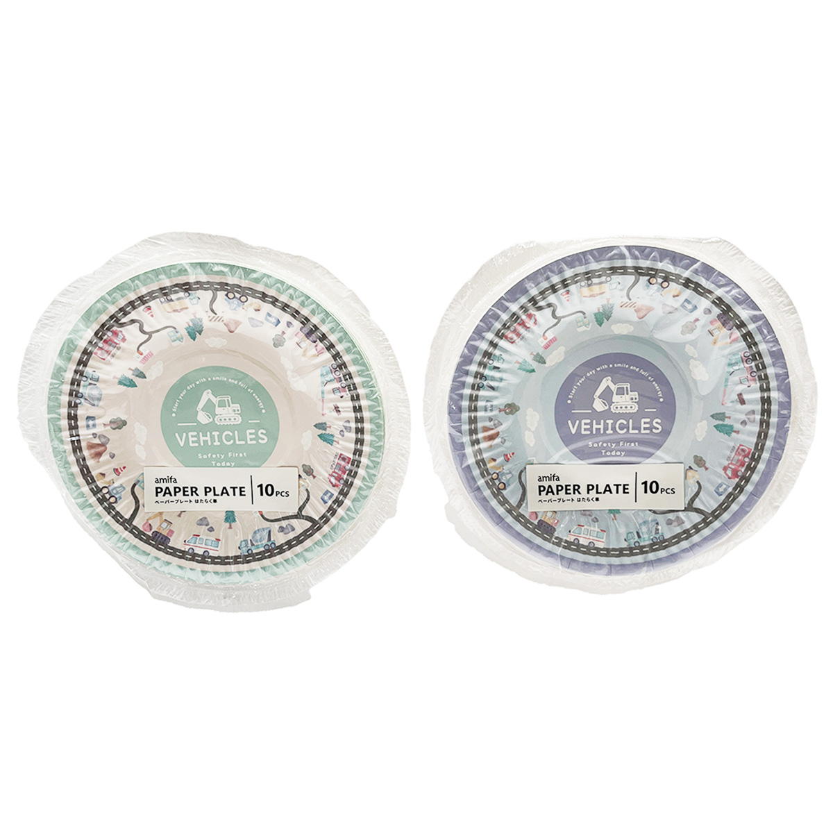 ペーパープレート 10P はたらく車 372089