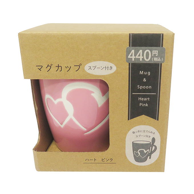 マグカップ スプーン付き ハートピンク 373254