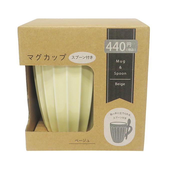 マグカップ スプーン付き ベージュ 373256