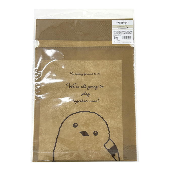 不織布巾着バッグLシマエナガ 375159