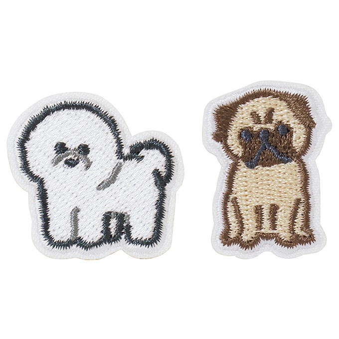 刺繍ピンバッジ ビションフリーゼ・パグ柄 375176