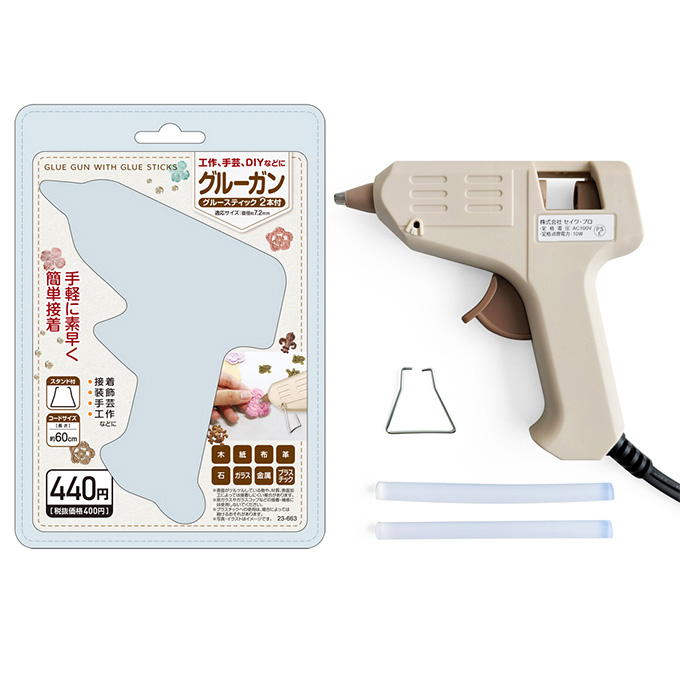 簡易接着グルーガン60cmコード スティック2本 380340