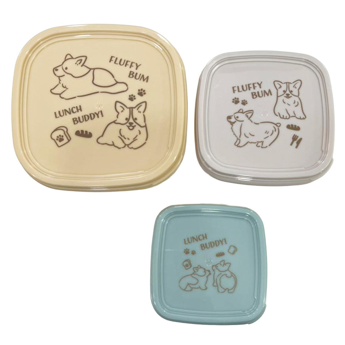 コンパクトランチボックス3個 コーギー 397125